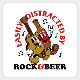 Easily Distracted By Rock & Beer Magnet